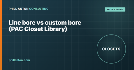 Line Bore vs Custom Bore for Closets in Mozaik (PAC Closet Library)