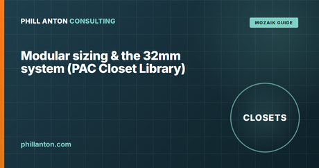 Modular Sizing and the 32mm System in Mozaik Closets (PAC Closet Library)